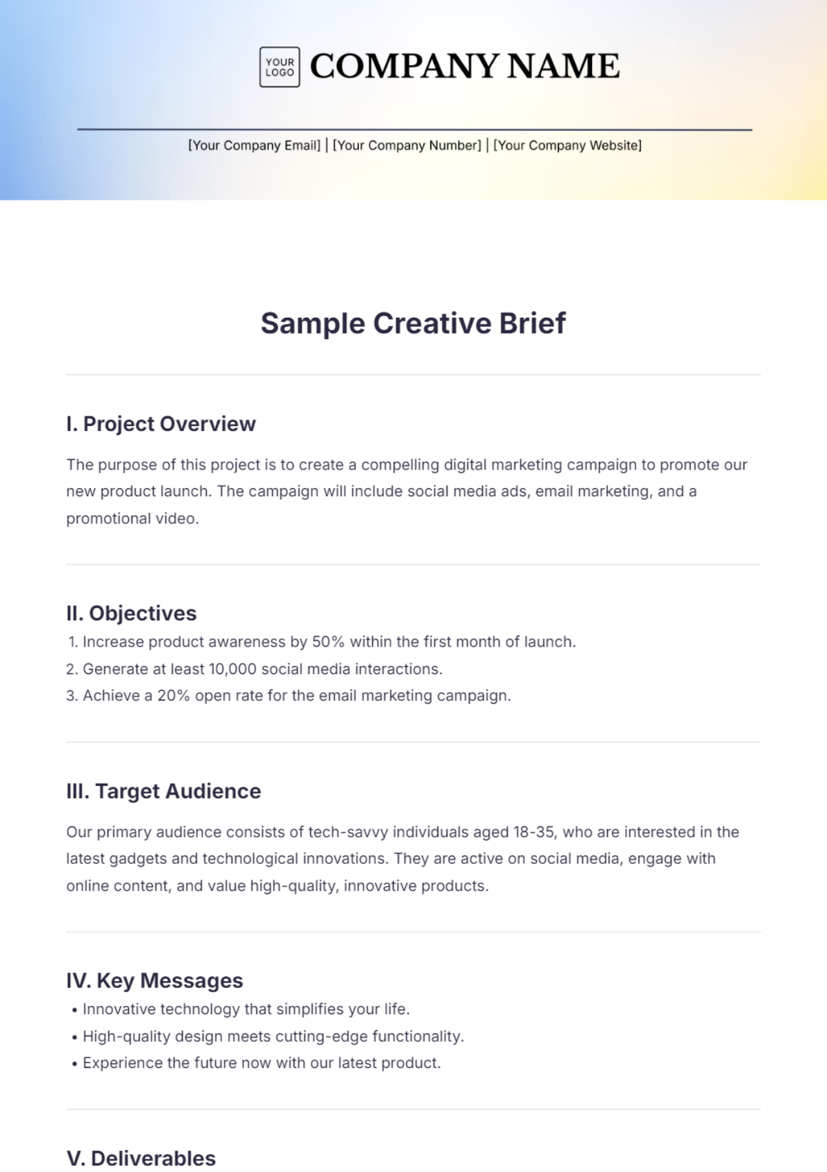 Sample Creative Brief Template - Edit Online & Download