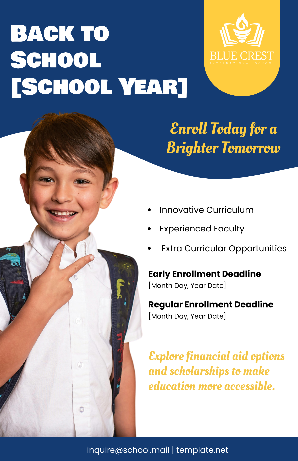 School Enrollment Poster Template - Edit Online & Download