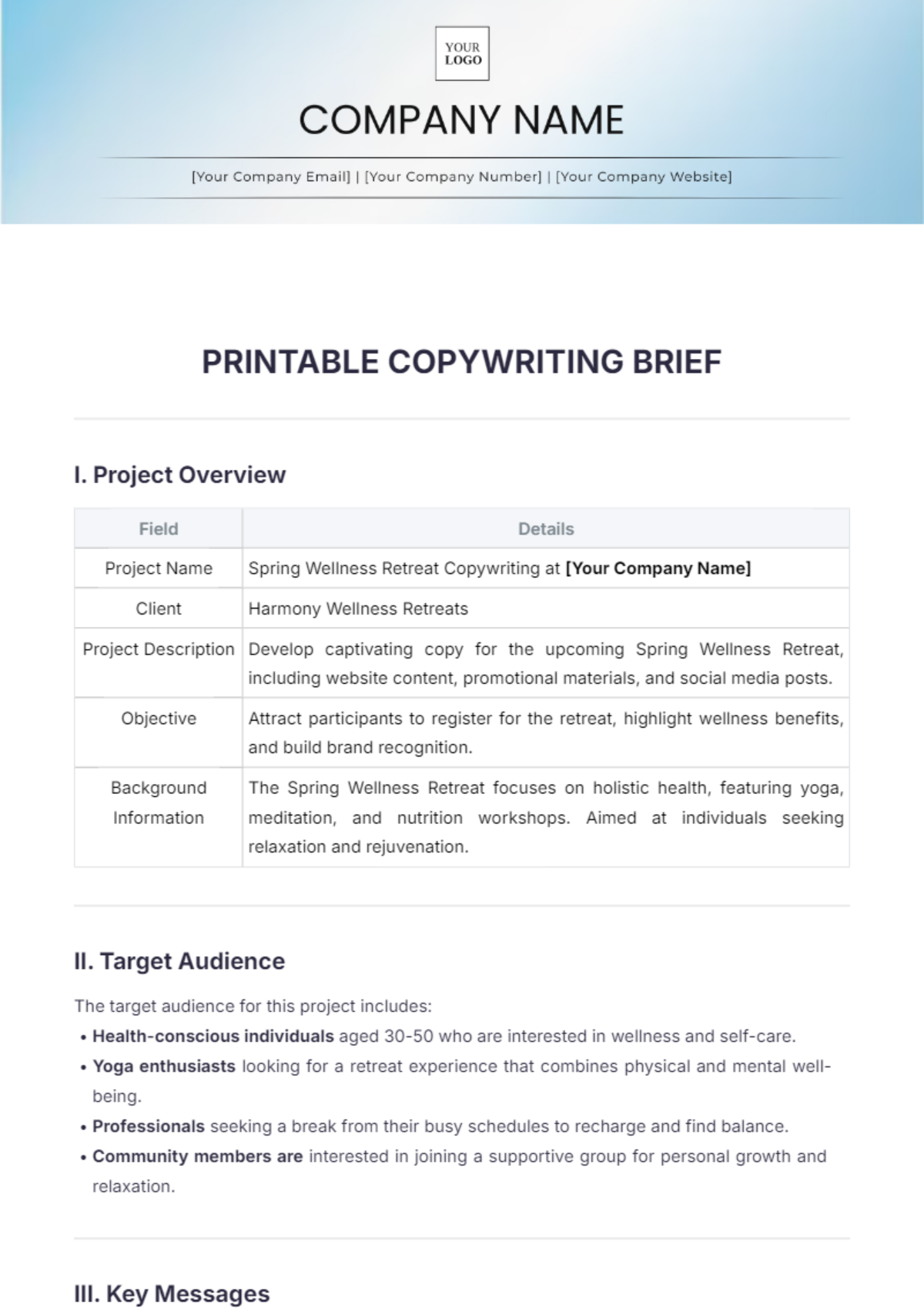 Free Printable Copywriting Brief Template - Edit Online & Download ...