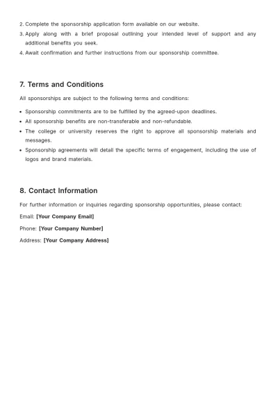 Free Requirements for College Sponsorship Template to Edit Online