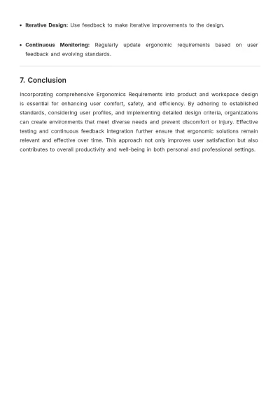 Free Ergonomics Requirements Template to Edit Online