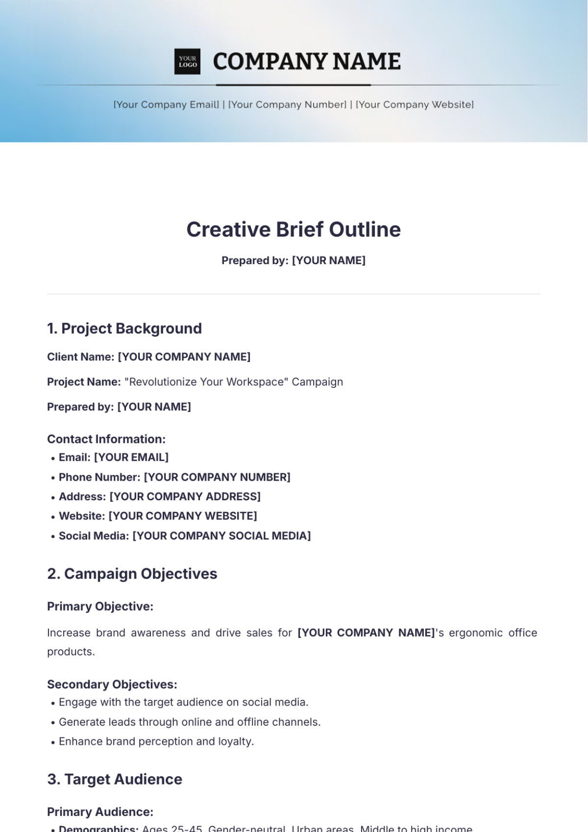 Creative Brief Outline Template - Edit Online & Download