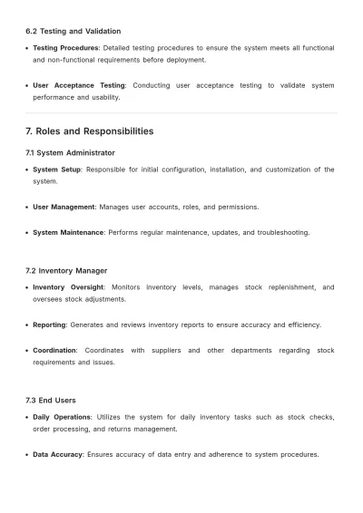 Free Inventory Control Requirements Template to Edit Online