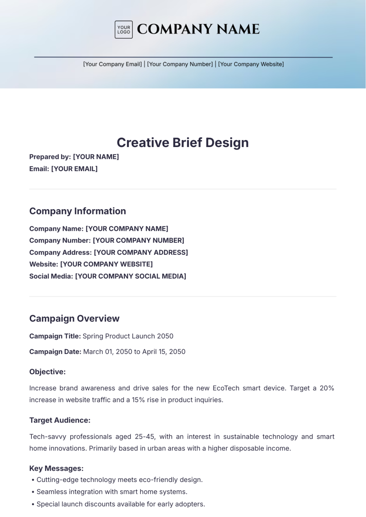 Creative Brief Design Template - Edit Online & Download