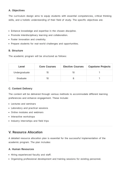 Free Academic Program Project Specification Template to Edit Online