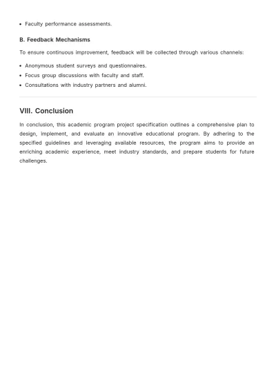 Free Academic Program Project Specification Template to Edit Online