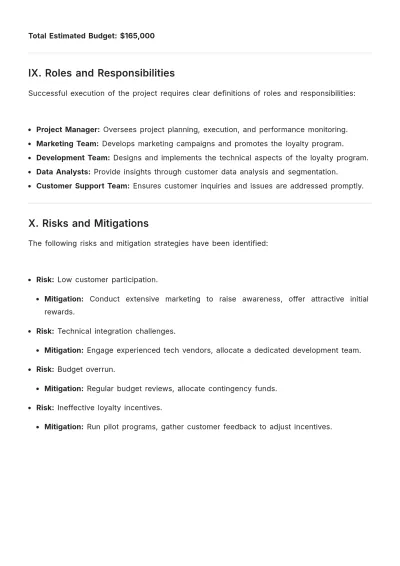 Free Brand Loyalty Project Specification Template to Edit Online