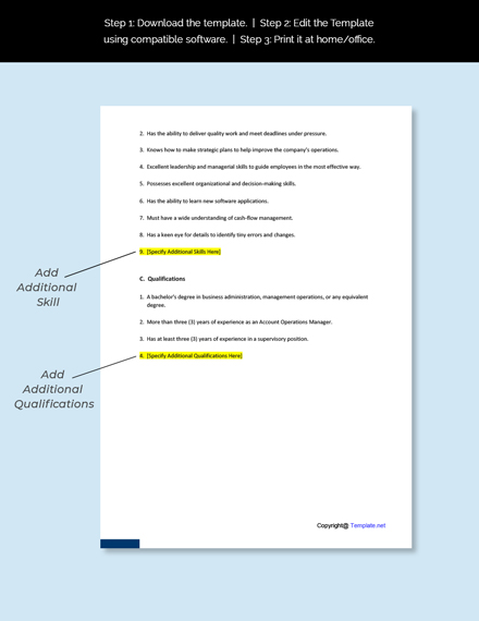 Free Account Operations Manager Job Description Template Google Docs