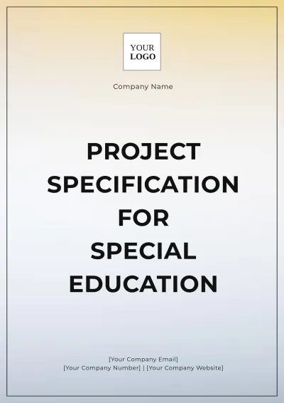 Free Project Specification for Special Education Template to Edit Online