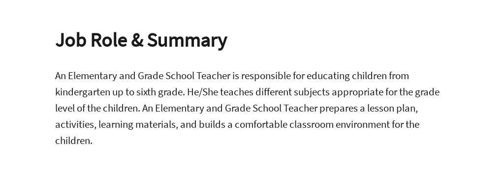 Free Elementary and Grade School Teacher Job Description Template 2.jpe