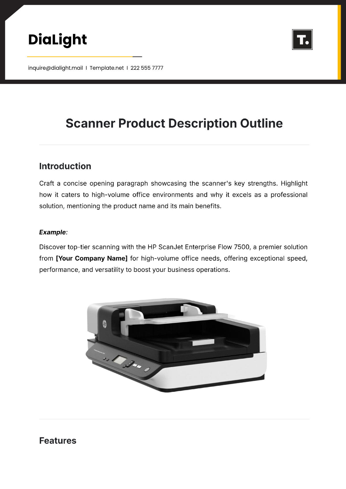 Scanner Product Description Outline Template - Edit Online & Download