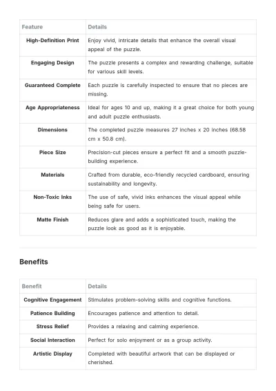 Free Jigsaw Product Description Template to Edit Online