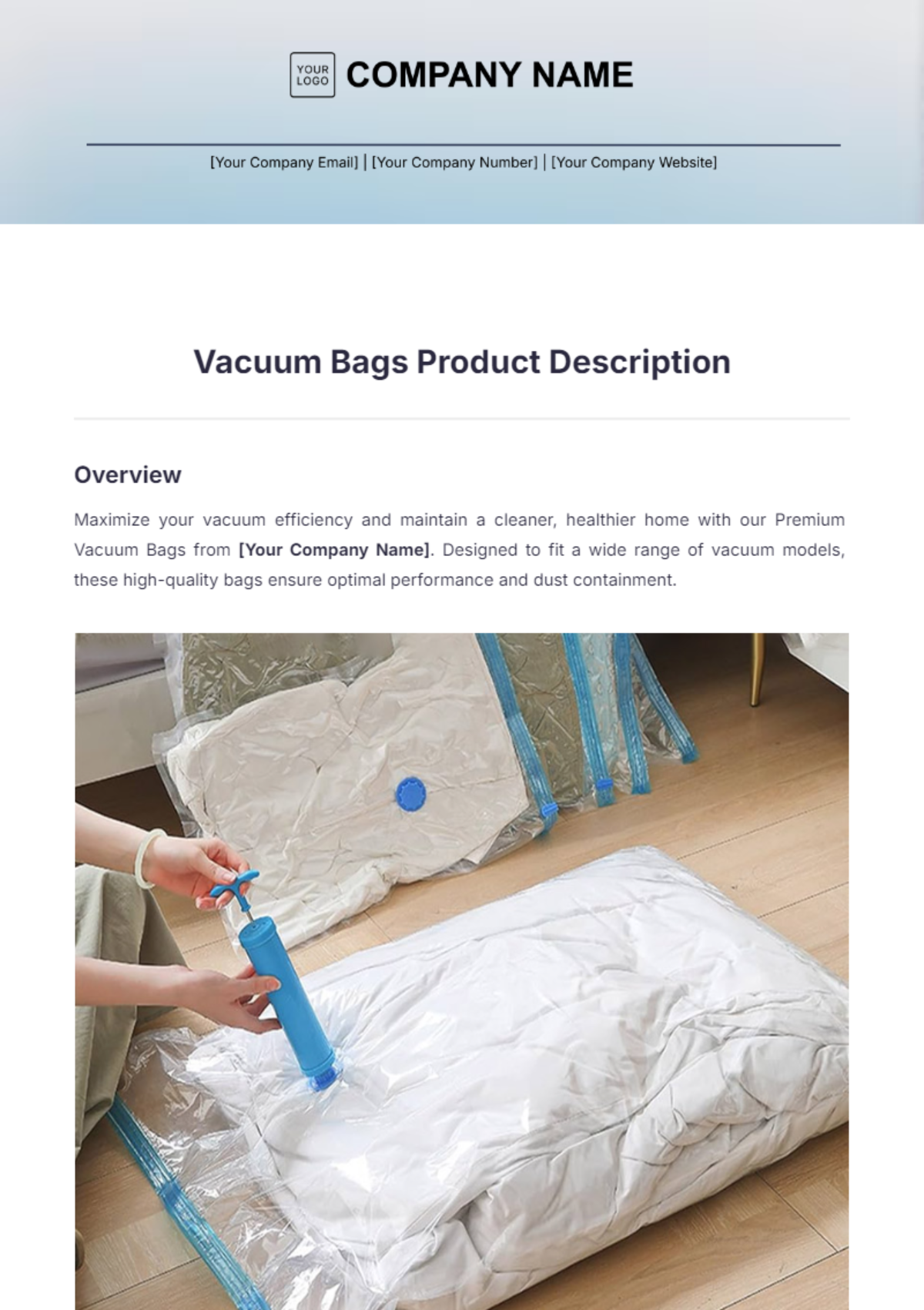 Vacuum Bags Product Description Template - Edit Online & Download