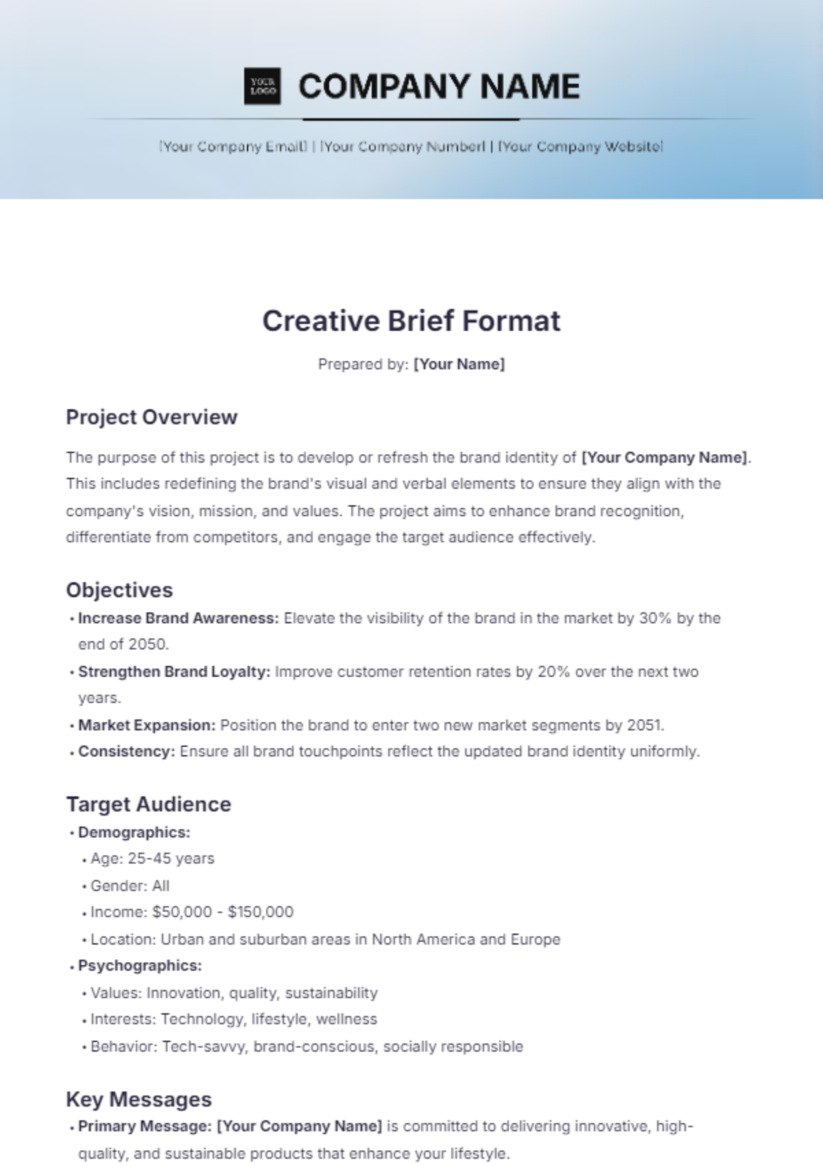 Creative Brief Format Template - Edit Online & Download