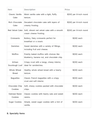 Free Printable Bakery Pricing Proposal Template to Edit Online