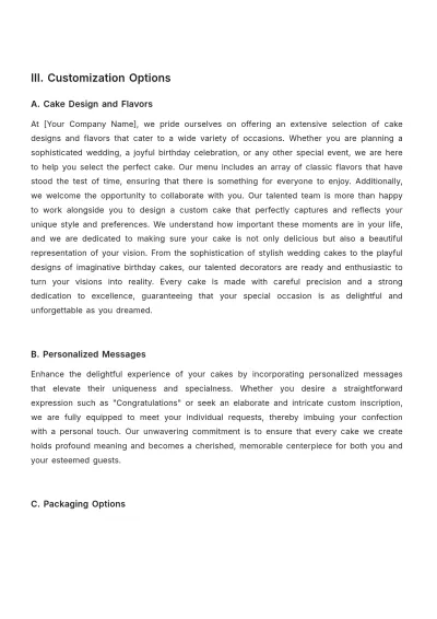 Free Printable Bakery Pricing Proposal Template to Edit Online