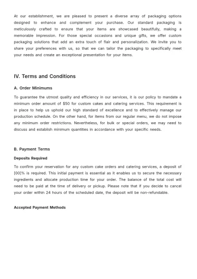 Free Printable Bakery Pricing Proposal Template to Edit Online