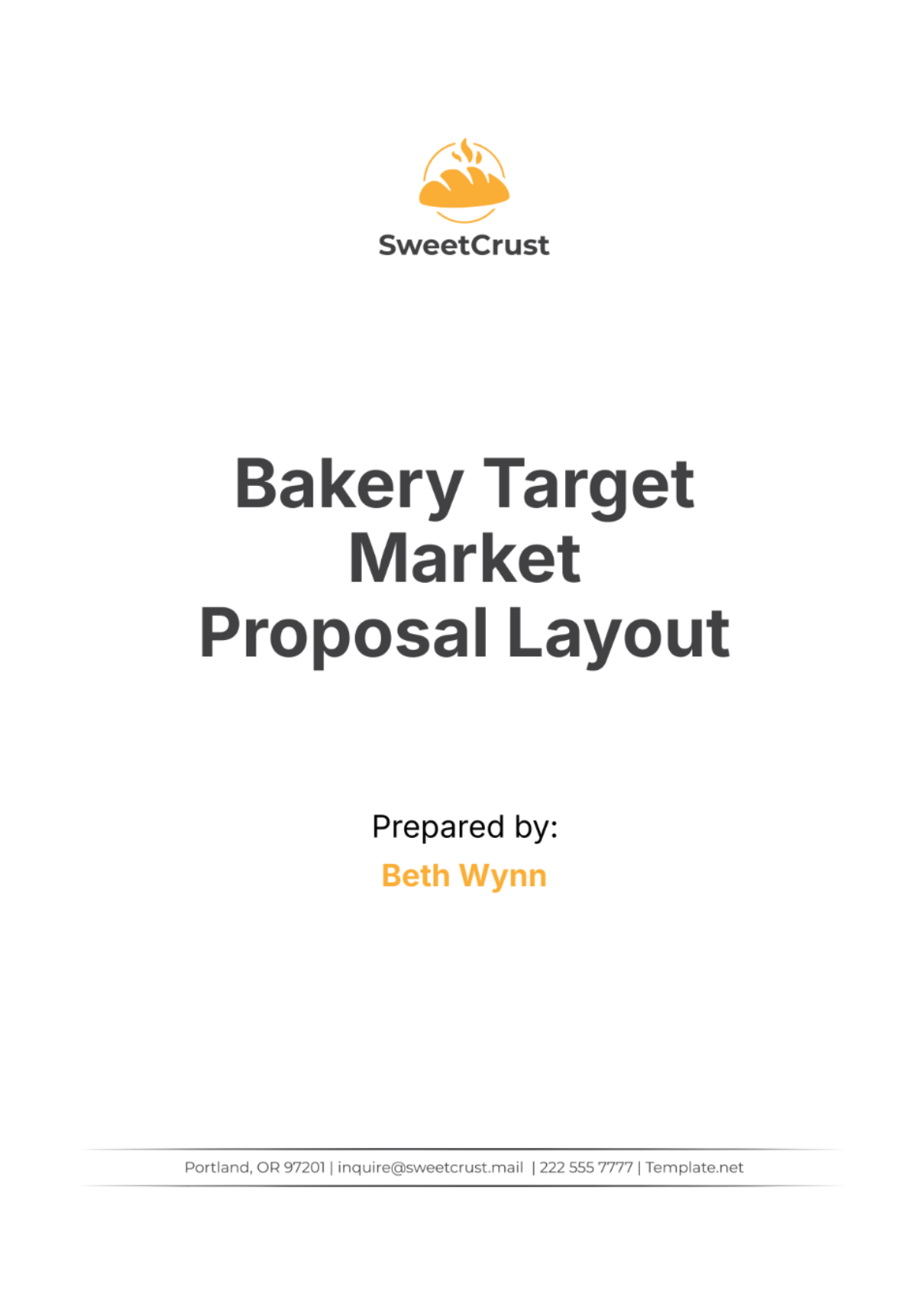 Bakery Target Market Proposal Layout Template - Edit Online & Download