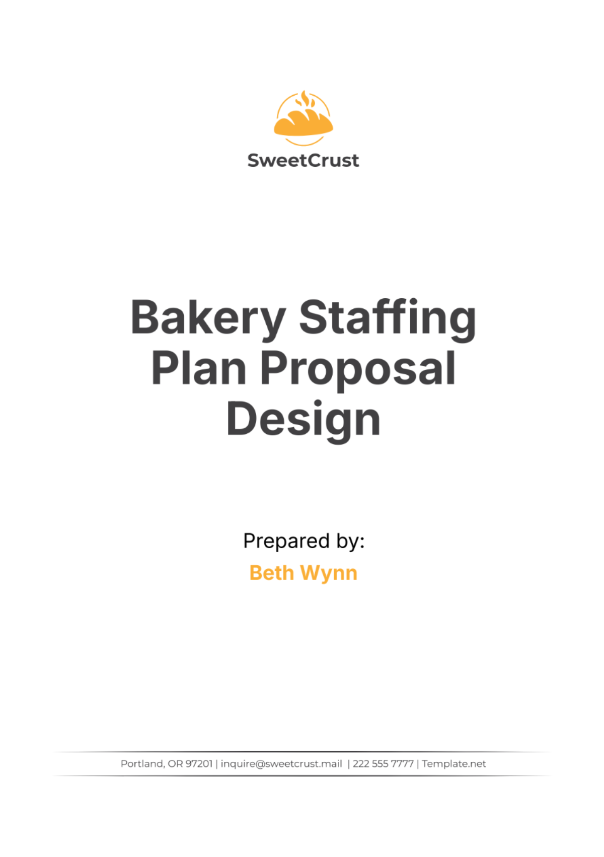 Bakery Staffing Plan Proposal Design Template - Edit Online & Download