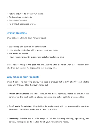 Free Stain Remover Product Description Design Template to Edit Online