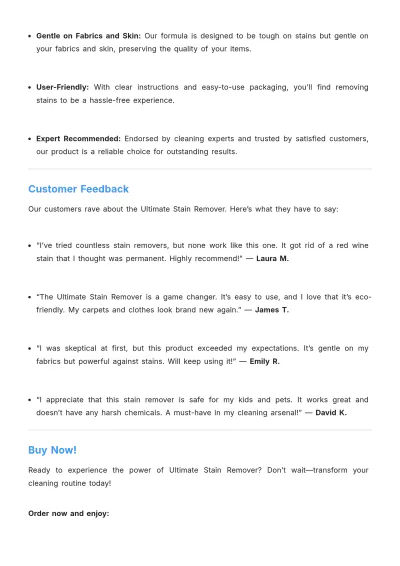 Free Stain Remover Product Description Design Template to Edit Online