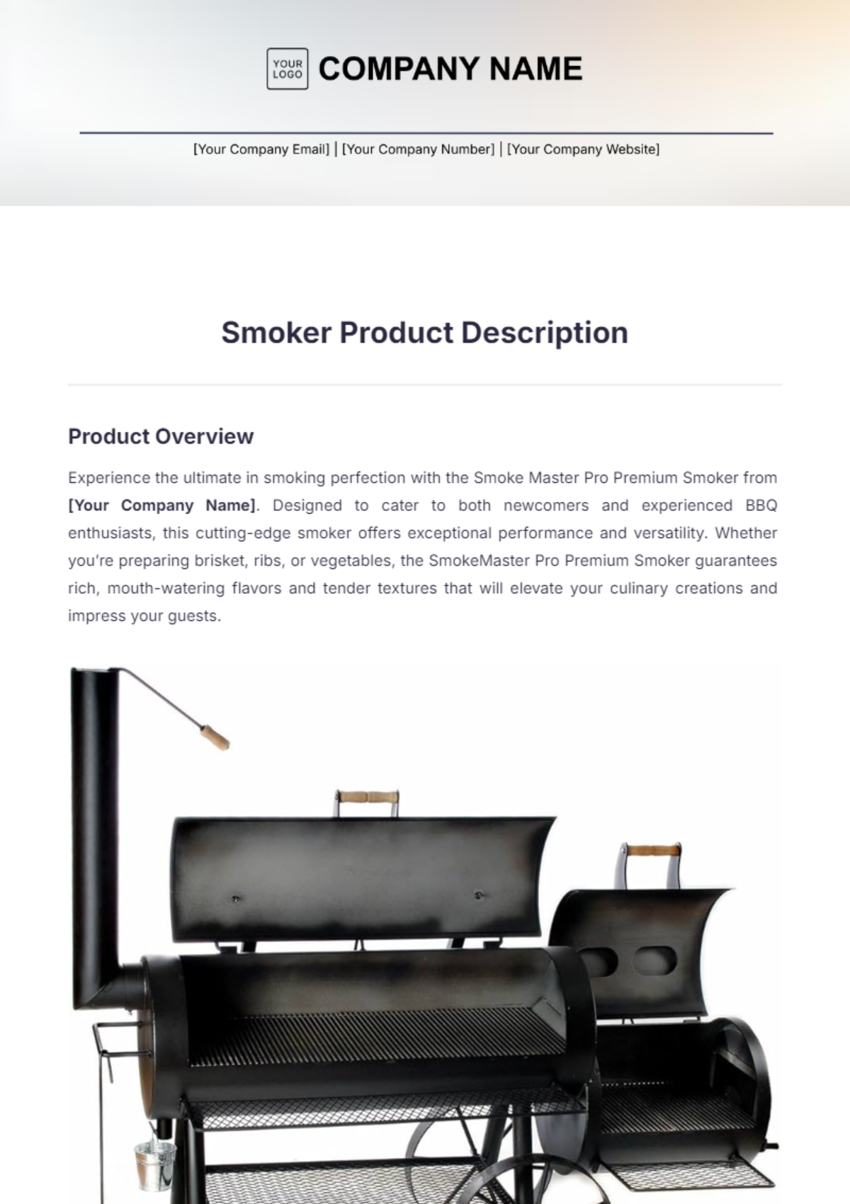 Smoker Product Description Template - Edit Online & Download