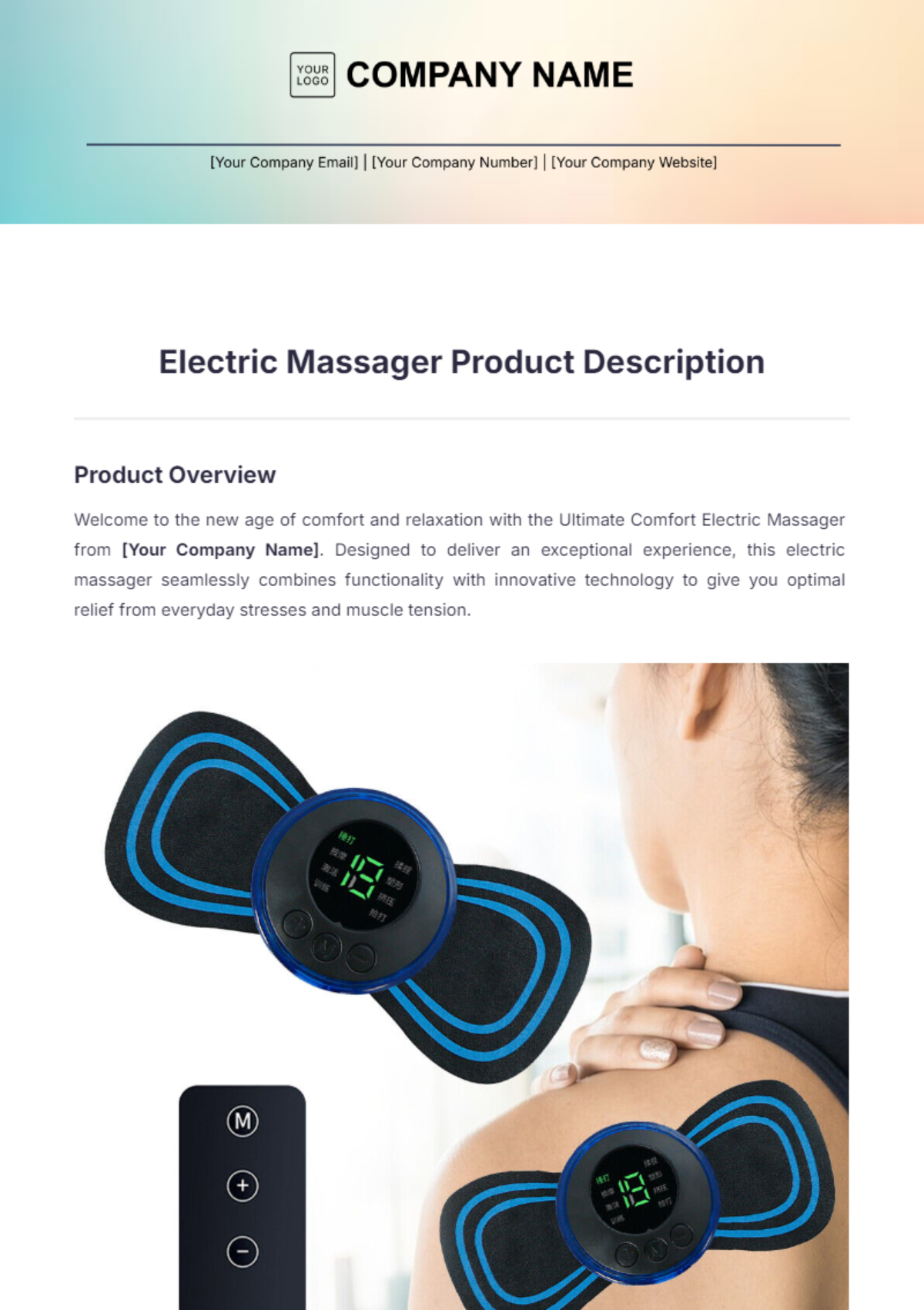 Electric Massager Product Description Template - Edit Online & Download