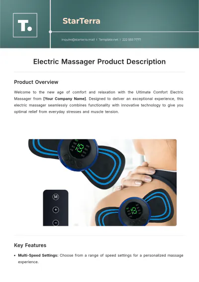 Free Electric Massager Product Description Template to Edit Online