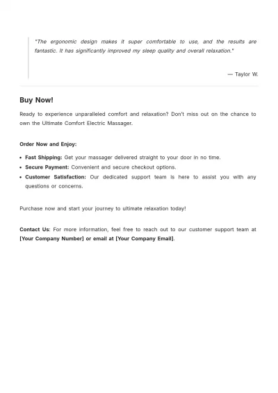Free Electric Massager Product Description Template to Edit Online