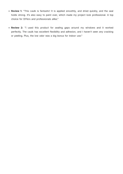 Free Caulk Product Description Layout Template to Edit Online