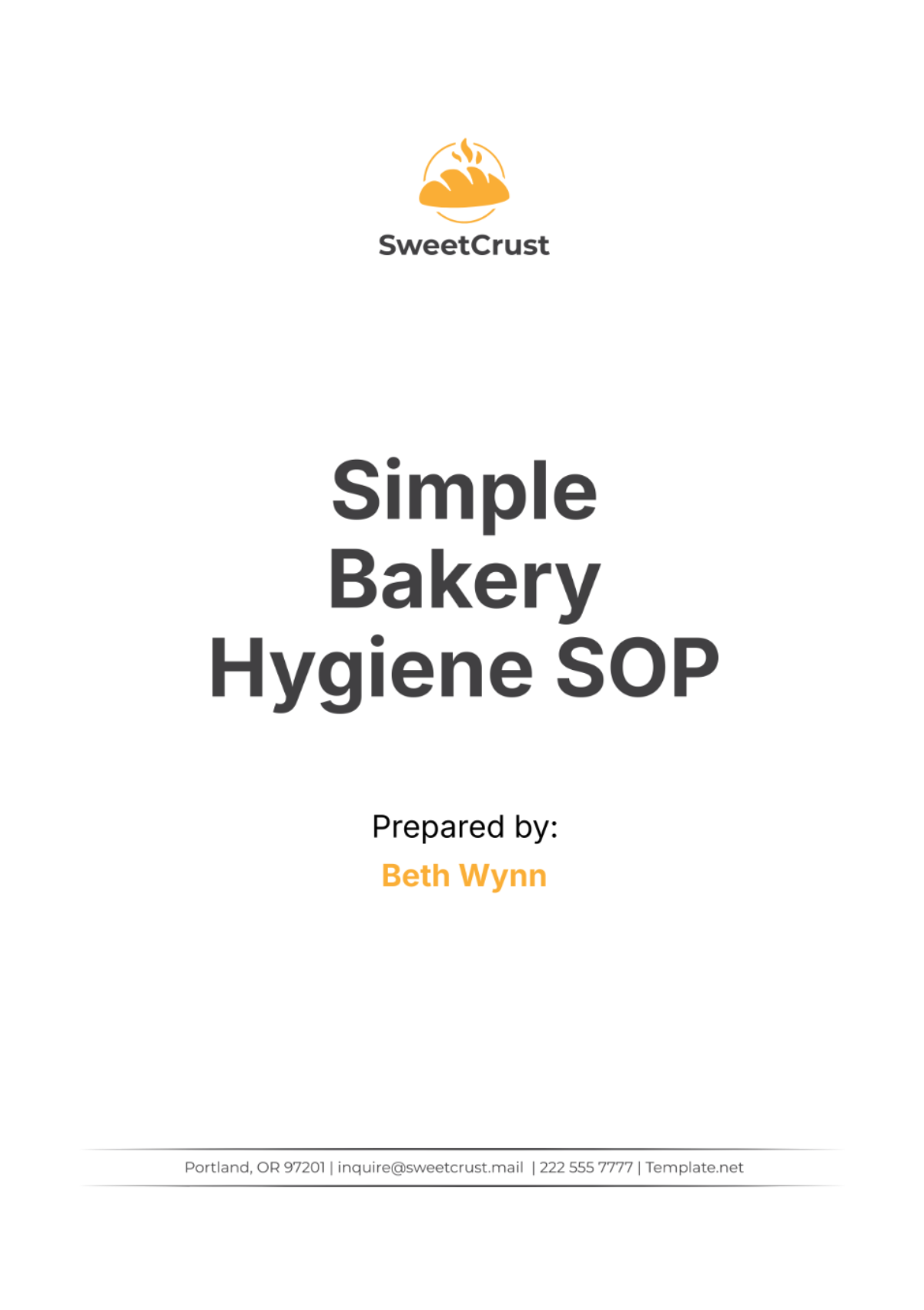 Simple Bakery Hygiene SOP Template - Edit Online & Download