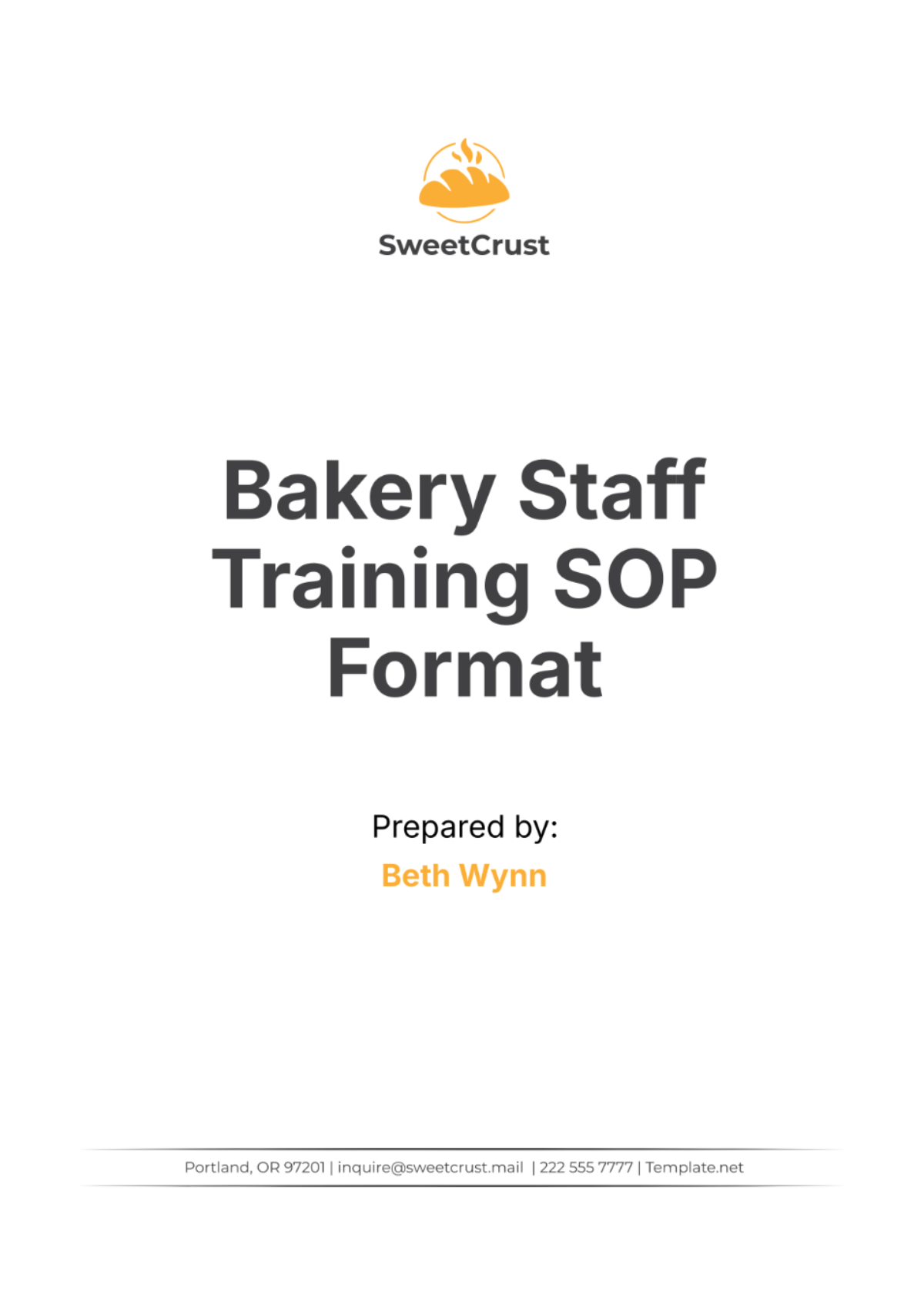 Bakery Staff Training SOP Format Template - Edit Online & Download