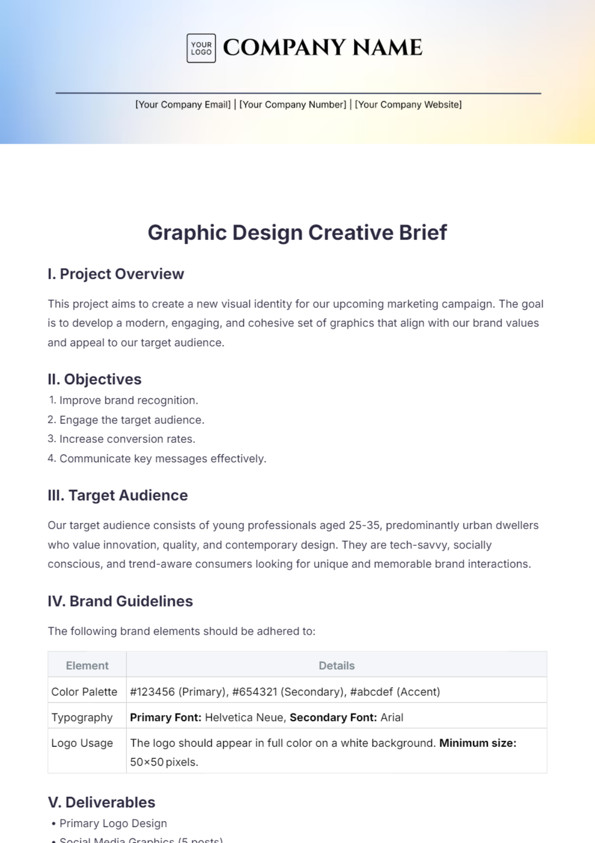 Graphic Design Creative Brief Template - Edit Online & Download