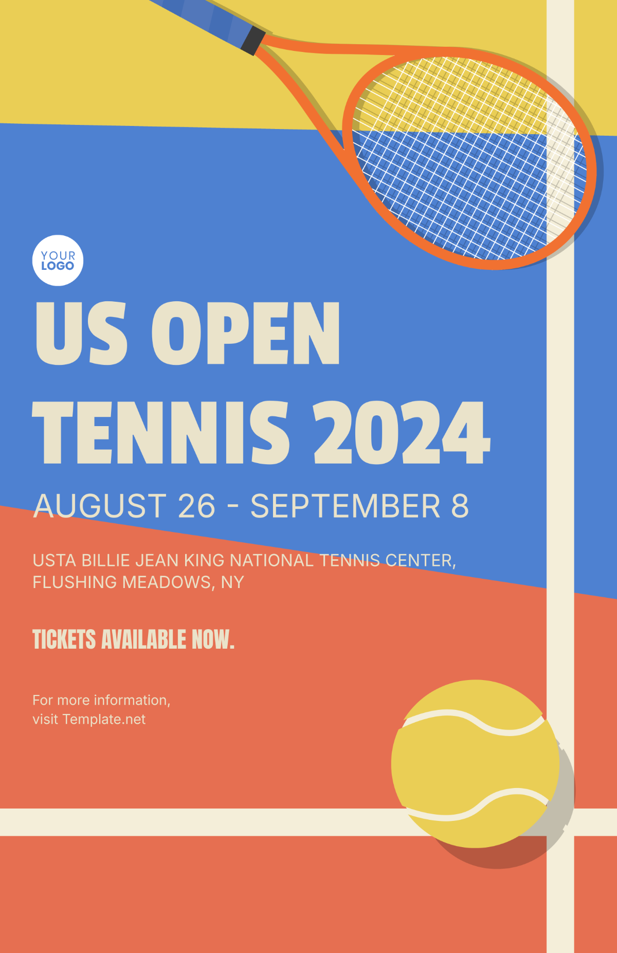 Vintage US Open Tennis Poster Template - Edit Online & Download