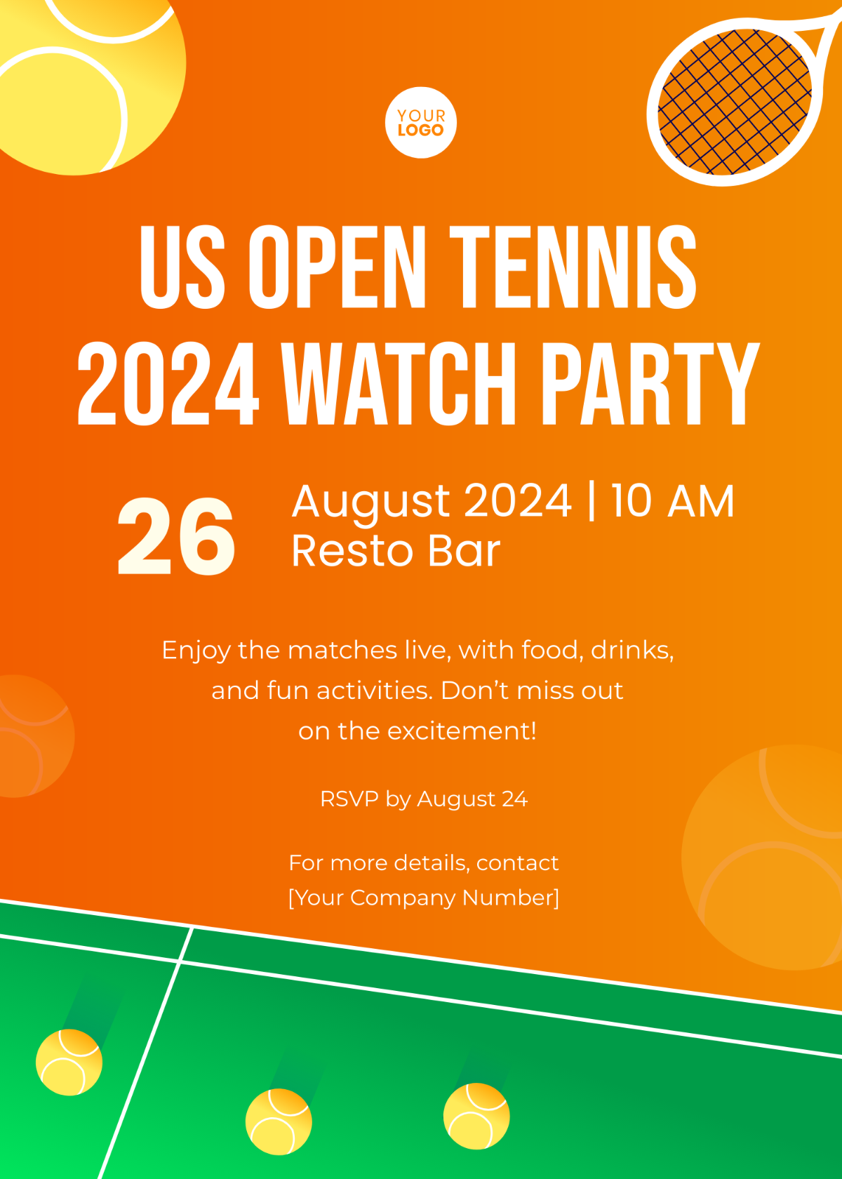 Free US Open Watch Party Invitation Template - Edit Online & Download ...