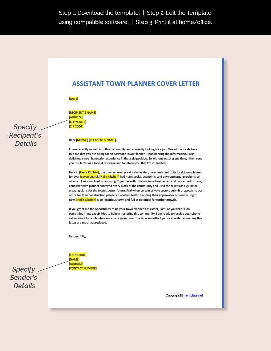 Assistant Town Planner Cover Letter