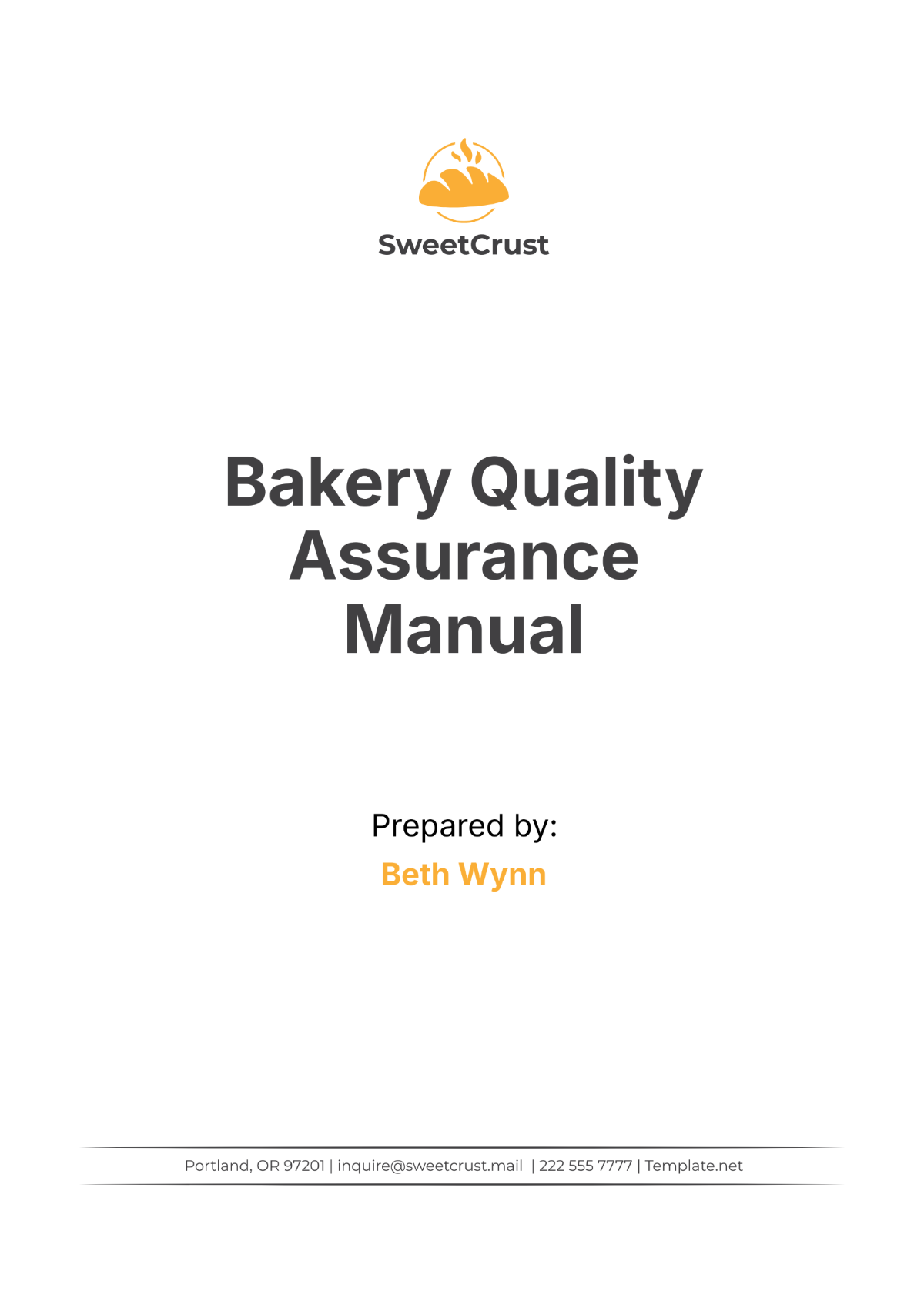 Bakery Quality Assurance Manual Template - Edit Online & Download