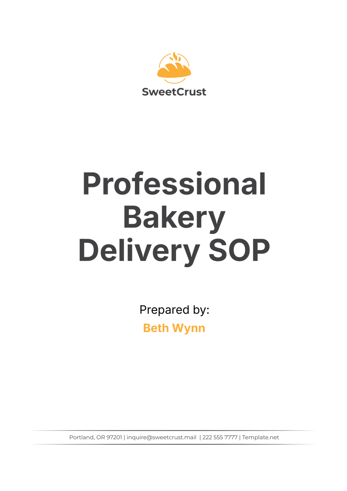 Professional Bakery Delivery SOP Template - Edit Online & Download