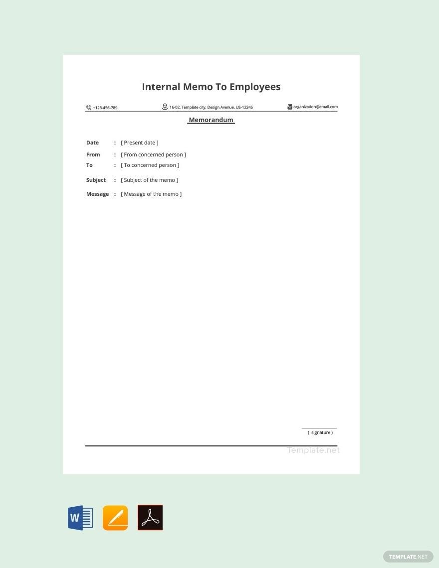 Sample Internal Memo to Employees Template