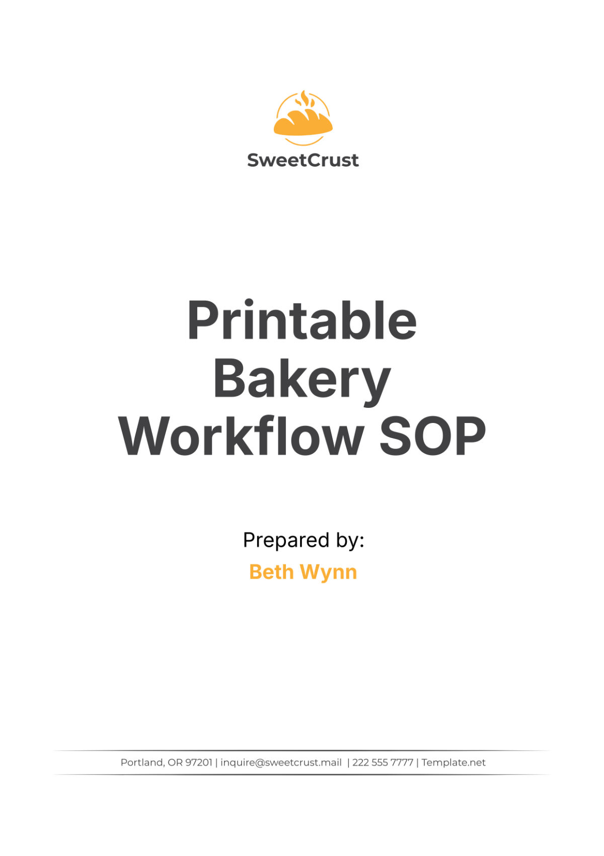 Printable Bakery Workflow SOP Template - Edit Online & Download