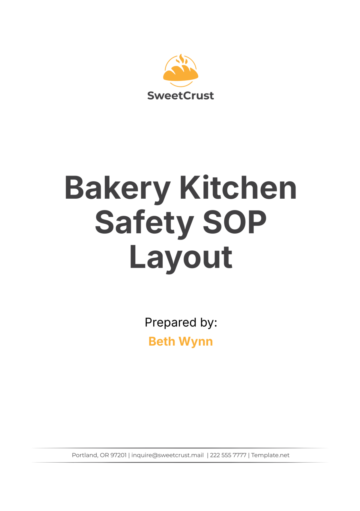 Bakery Kitchen Safety SOP Layout Template - Edit Online & Download