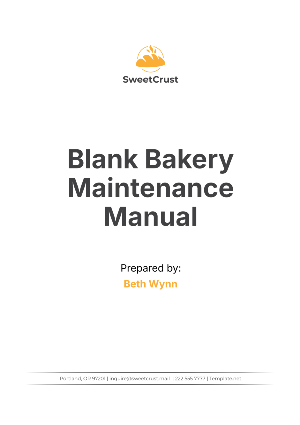 Blank Bakery Maintenance Manual Template - Edit Online & Download