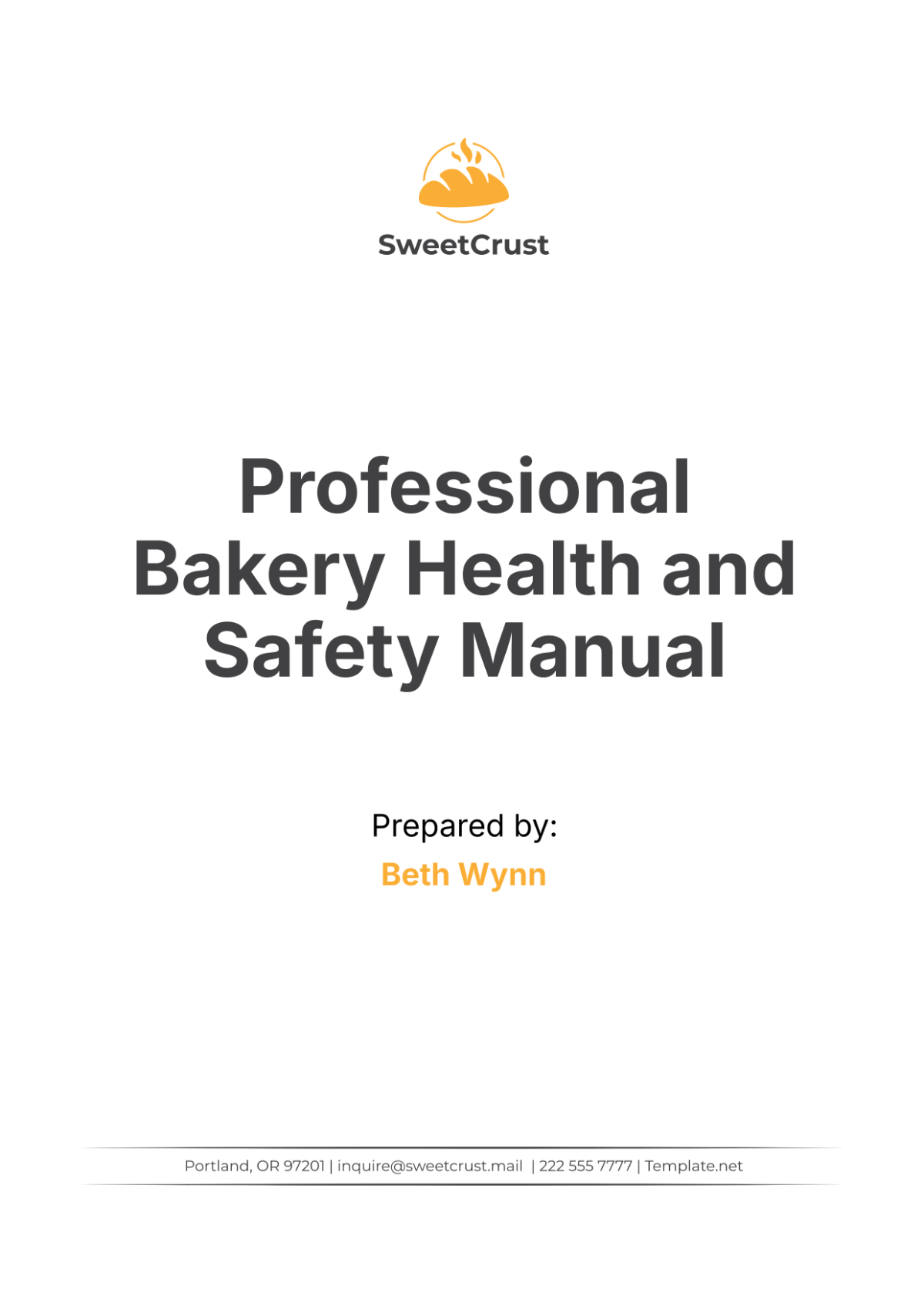 Professional Bakery Health and Safety Manual Template - Edit Online & Download