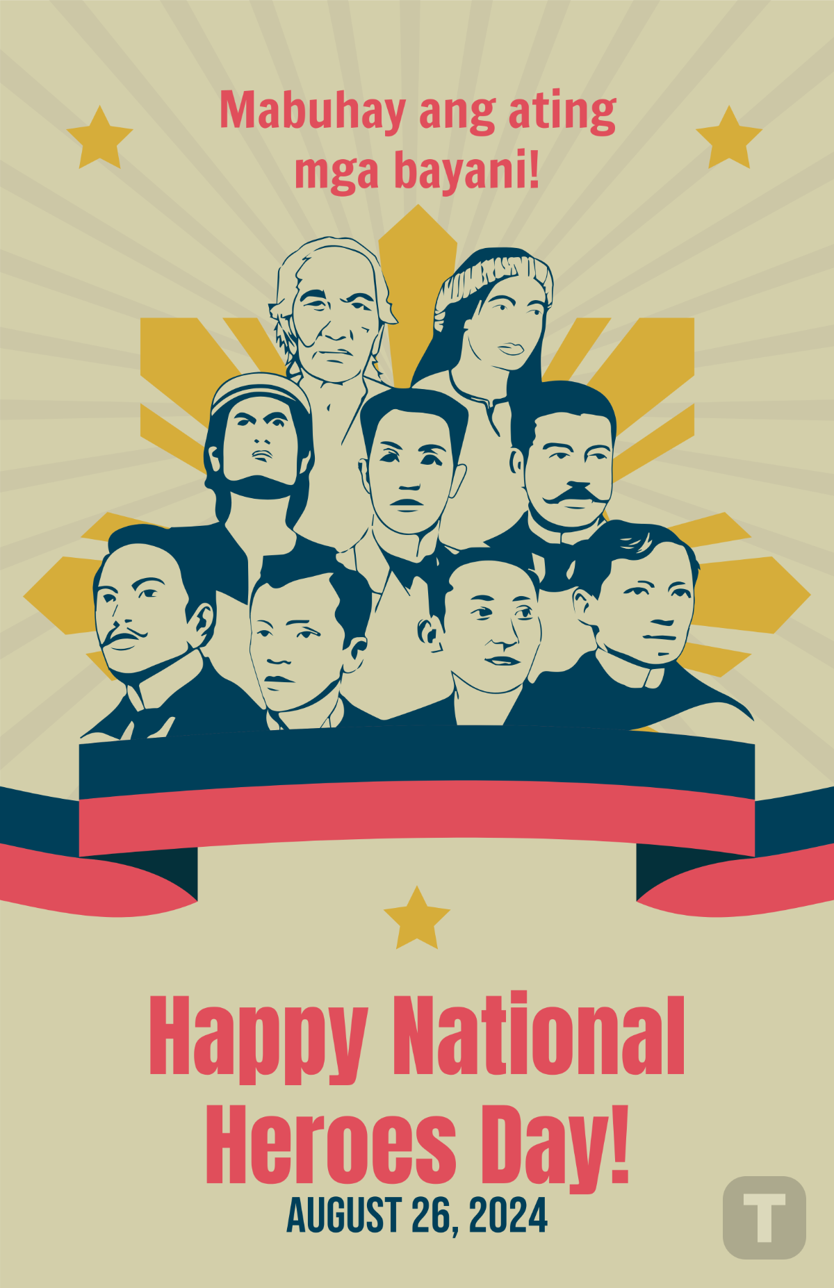 Vintage National Heroes Day Poster Template - Edit Online & Download