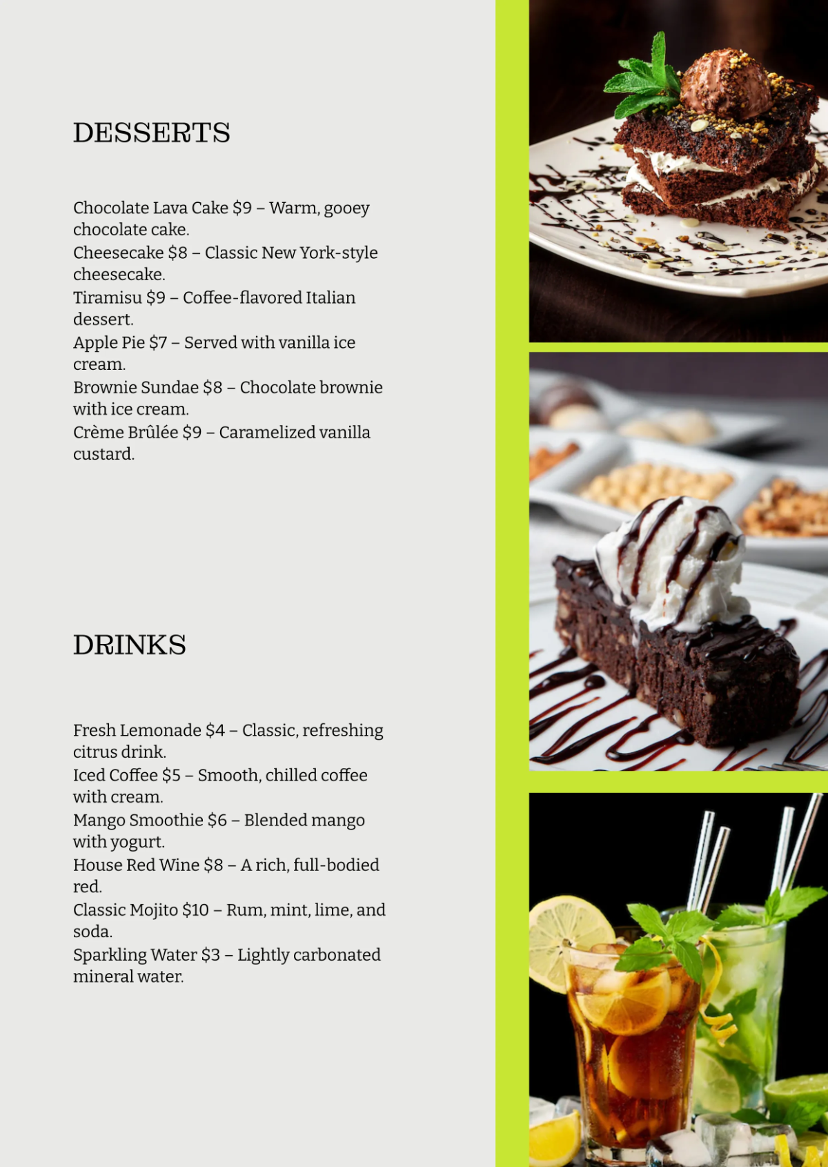 Free Urban Chic Menu Template to Edit Online