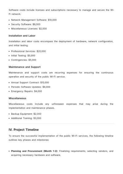 Free Public Wi-Fi Budget Justification Template to Edit Online