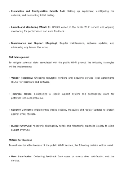 Free Public Wi-Fi Budget Justification Template to Edit Online
