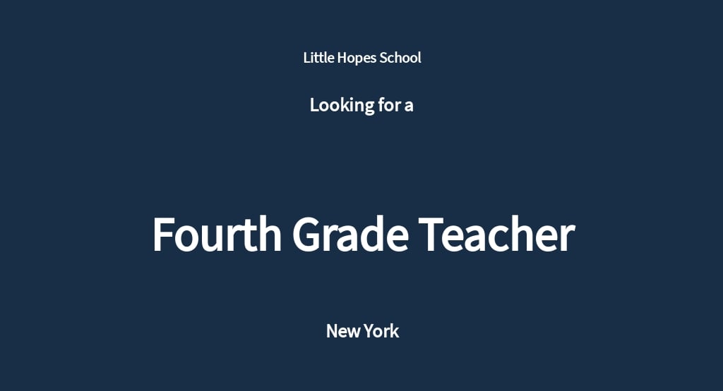 Free Fourth Grade Teacher Job Ad/Description Template.jpe