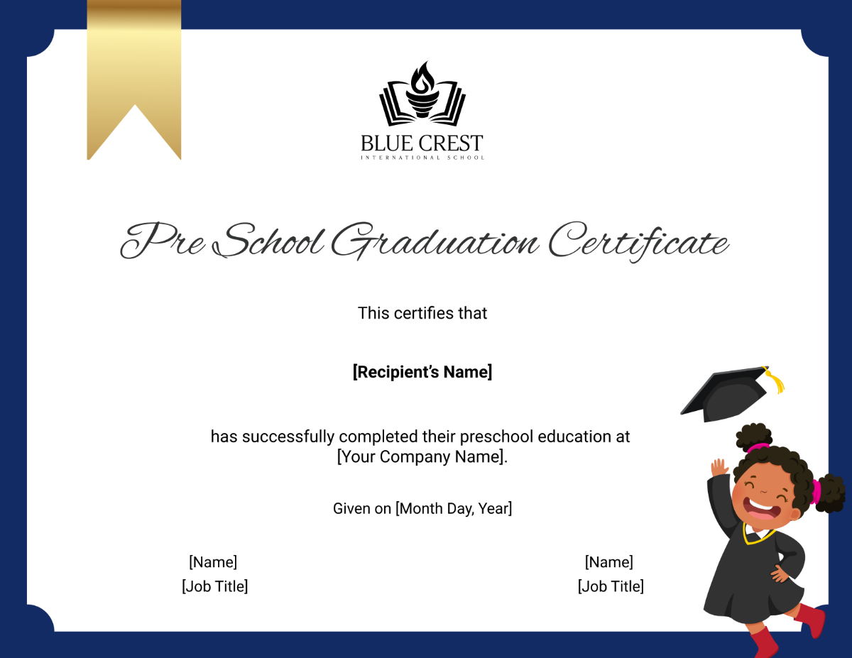 Pre School Graduation Certificate