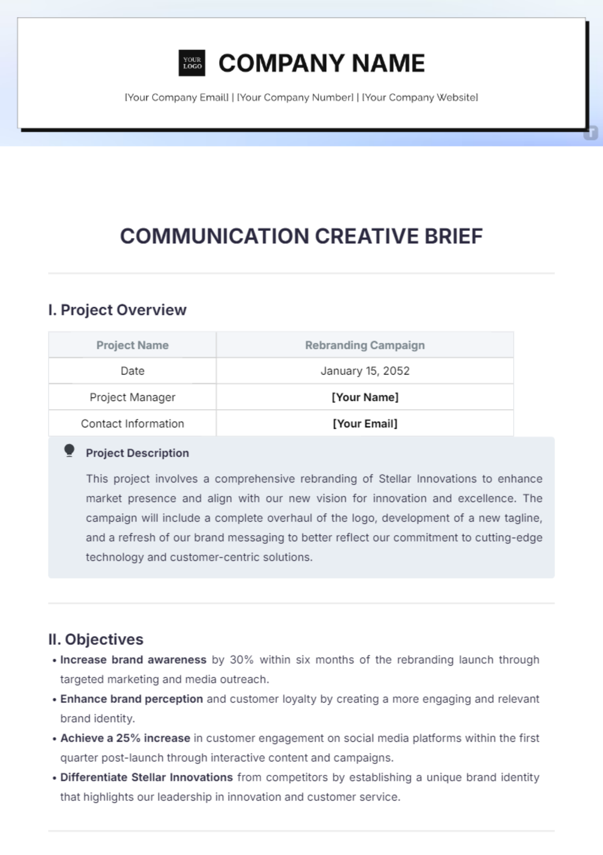 Communication Creative Brief Template - Edit Online & Download